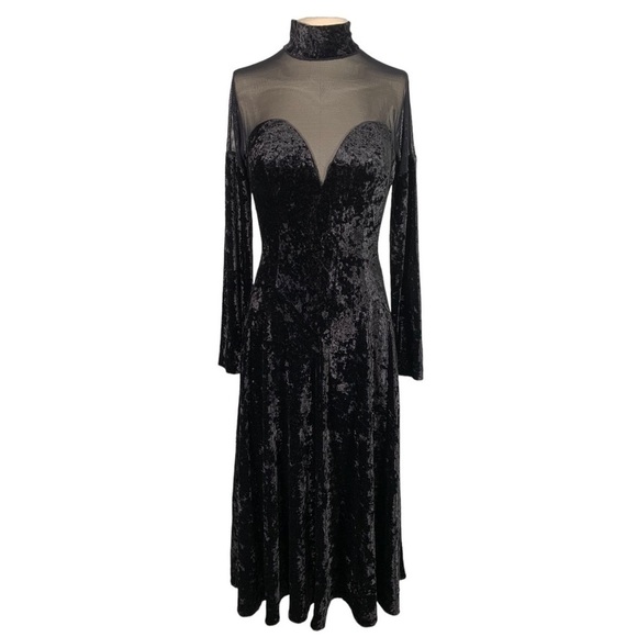 Betsy & Adam Dresses & Skirts - Vintage Betsey & Adam Velvet Illusion Long Sleeve Midi Dress Size S